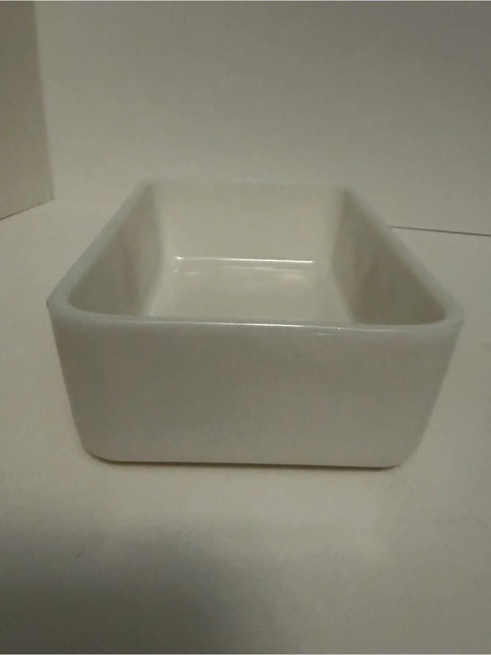 Vintage McKee White Milkglass Refrigerator Dish w/ Red Sailboat
